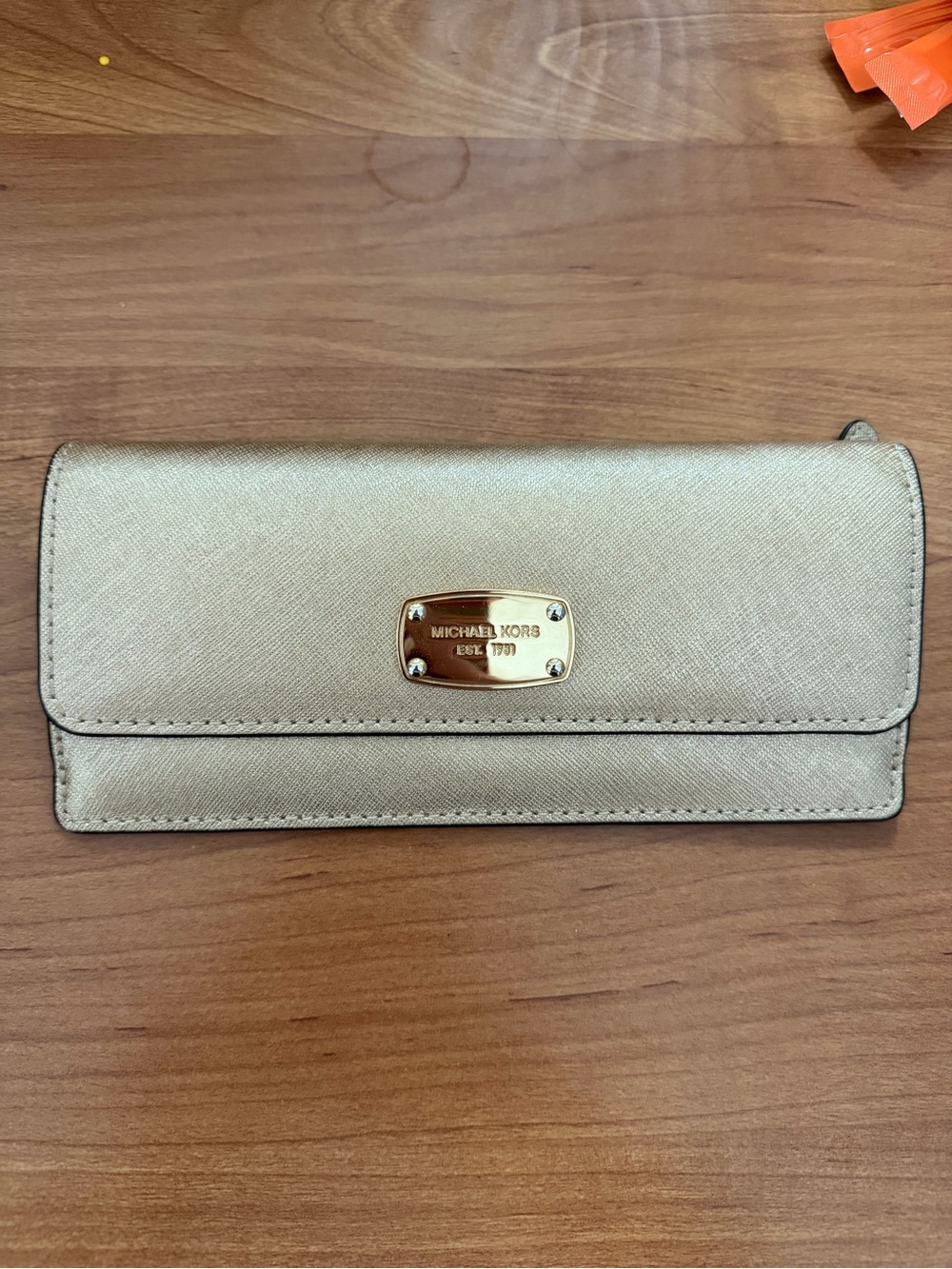 Michael Kors Metallic Gold Saffiano Clutch Wallet